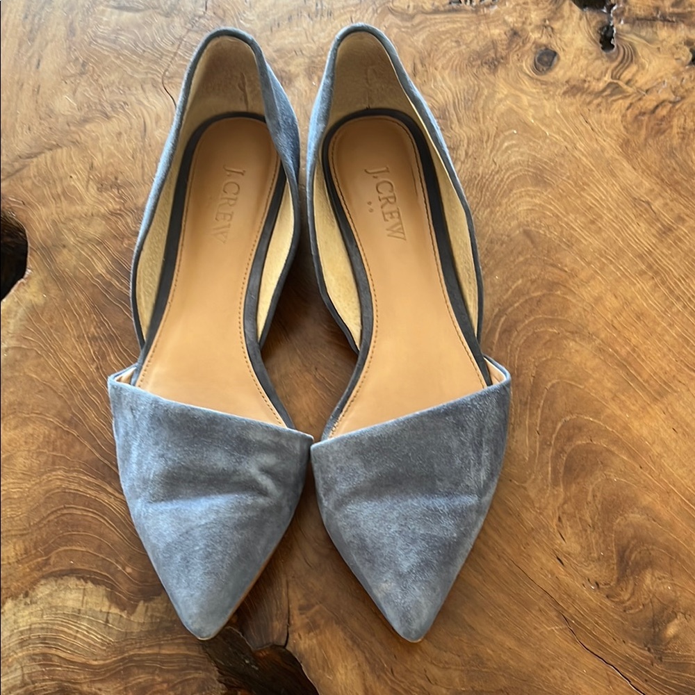 J. Crew Gray Suede Pointed-Toe Flats
